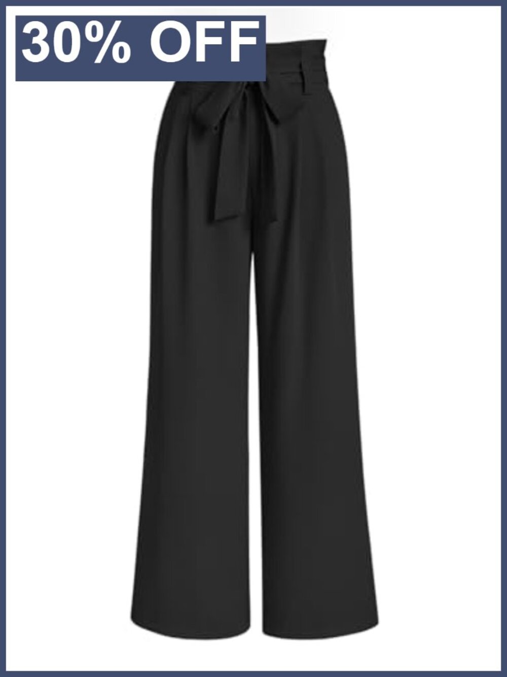 Wide Leg Paperbag Dress Pants with Removable Belt Pleated Trousers